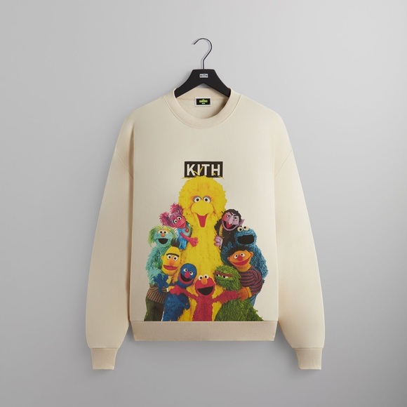 Kith for Sesame Street Group Hug Nelson Crewneck Sweatshirt in Waffle Size XL